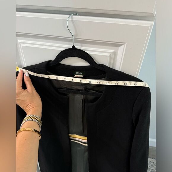 J Crew Women's Coat Wool Blend Long Black Fitted Size 10 Work Travel Casual - Picture 7 of 8